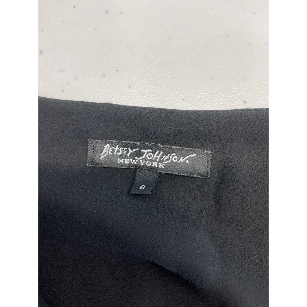 VTG Betsey Johnson size 8 Black Slip midi Dress sweetheart chiffon fairy‎ goth - Picture 3 of 7